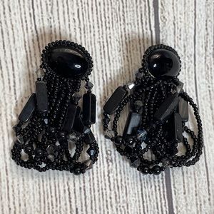 Vintage 1980 Chipita black beaded earrings.